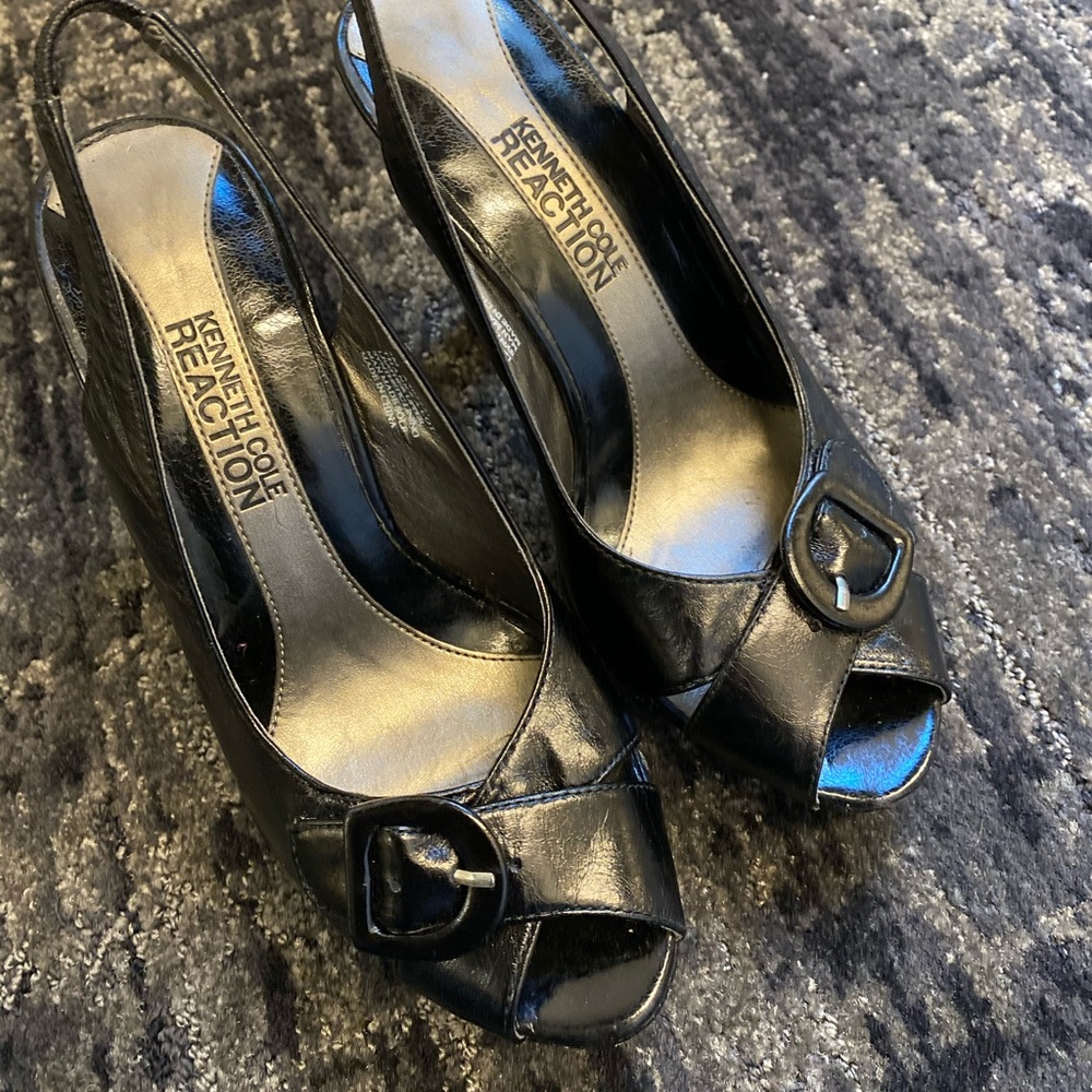 Kenneth Cole Reaction sling black Prom size 5 35 pin-up retro style party heels